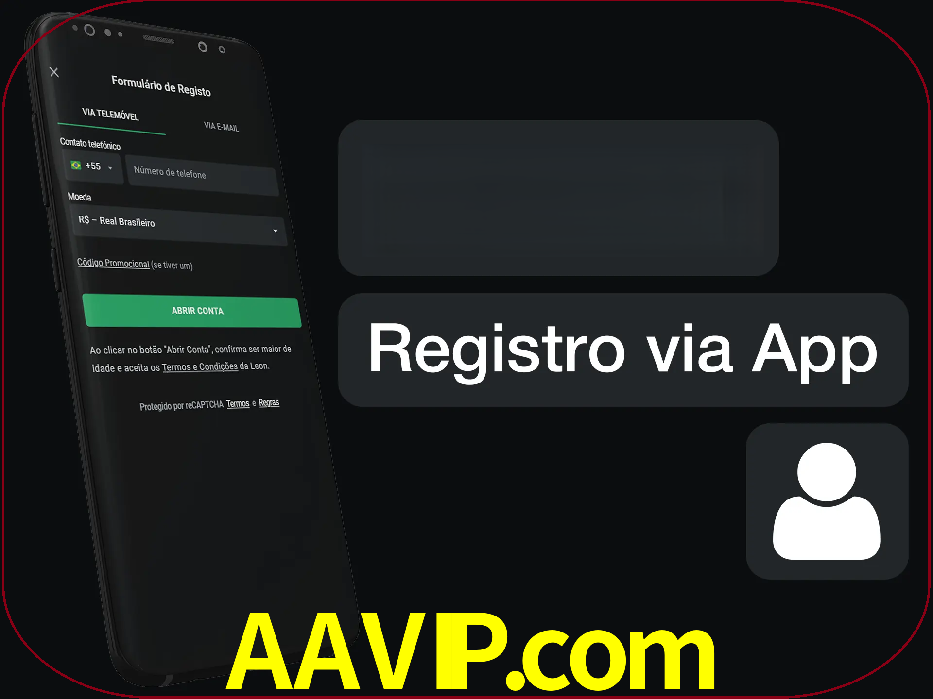 Registre-se com duas etapas usando o aplicativo.