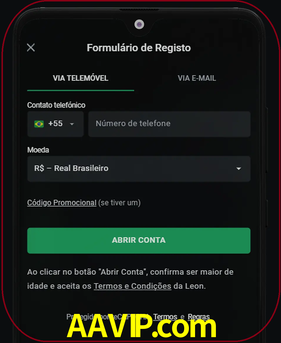 Abra o aplicativo e inicie o processo de registro.