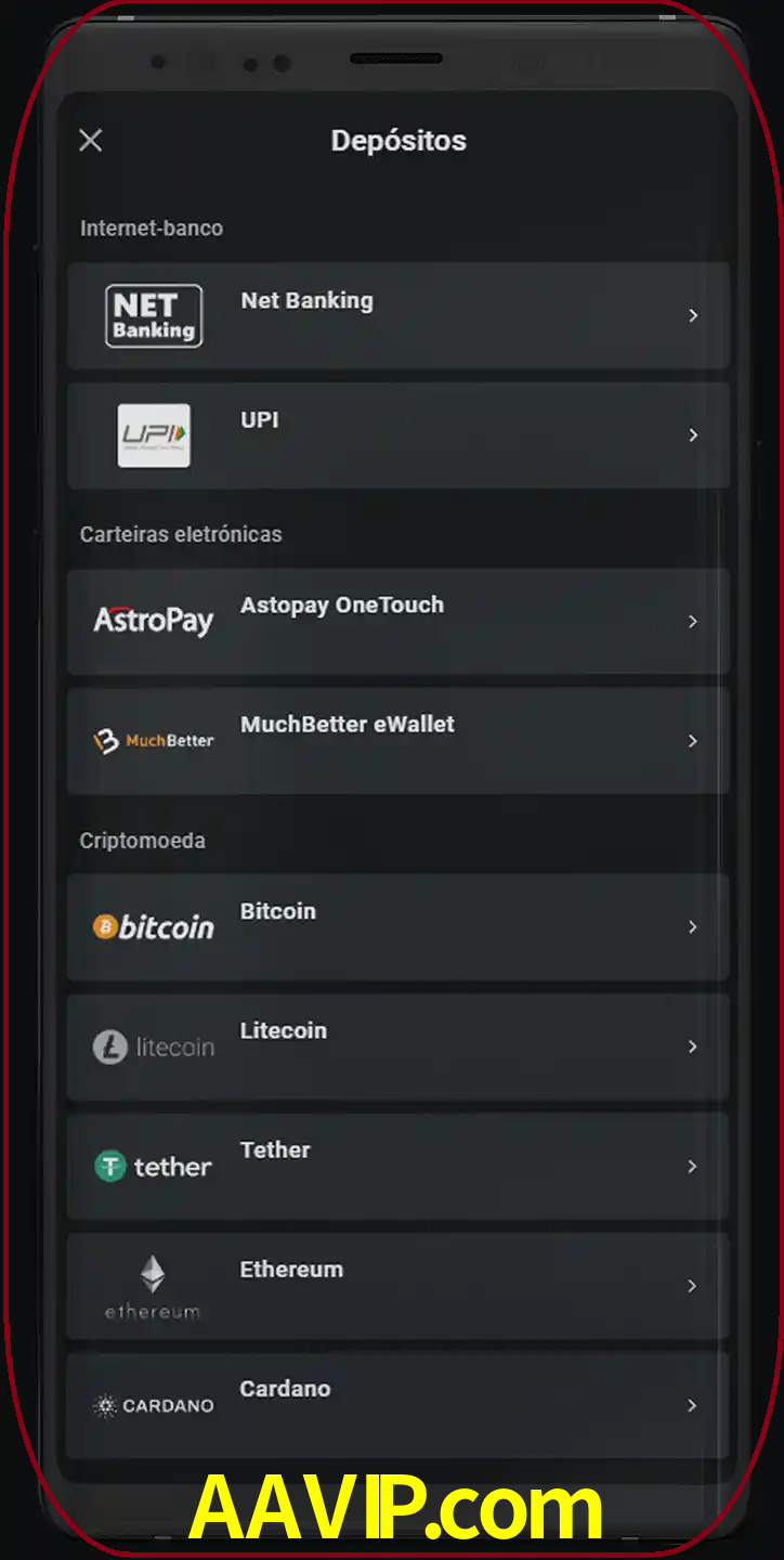 Você pode usar métodos alternativos de depósito.
